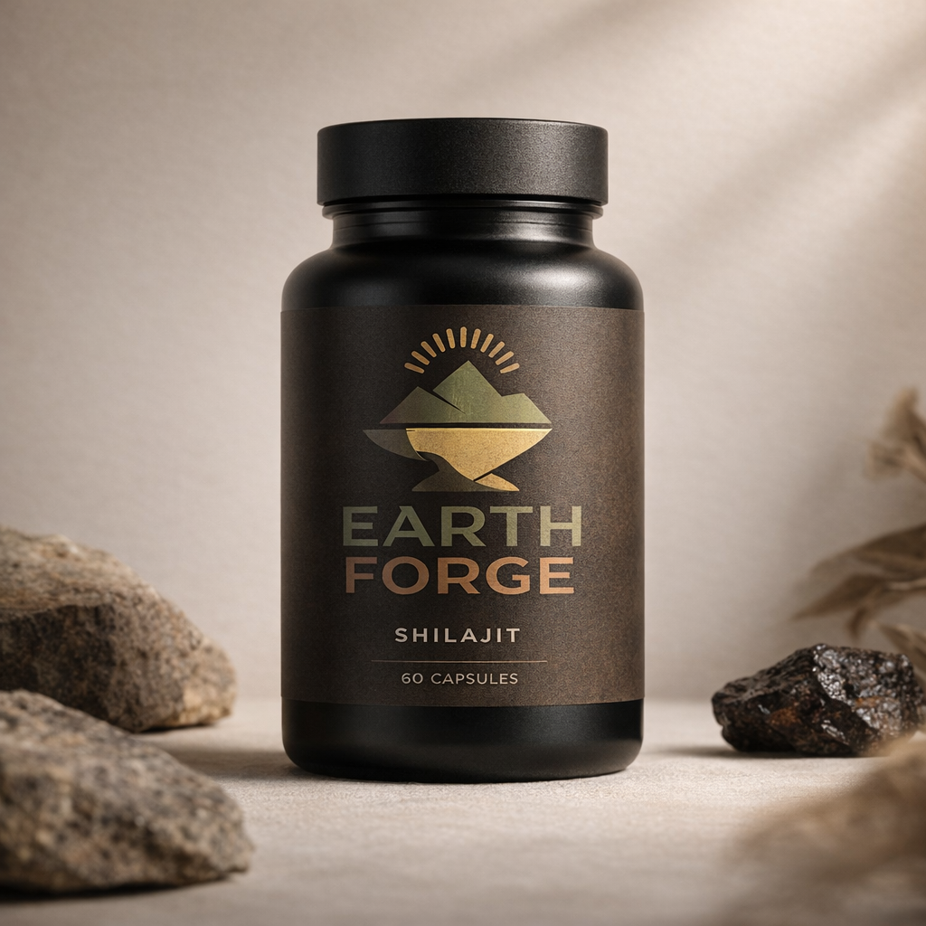 Shilajit Capsules bottle from Black forge with 6o Capsules inside