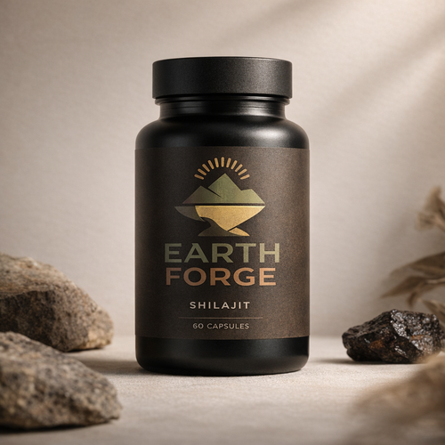 Shilajit Capsules bottle from Black forge with 6o Capsules inside