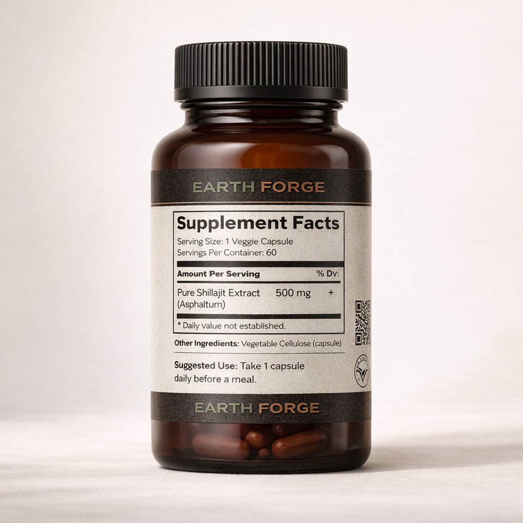 Shilajit capsules bottle lable