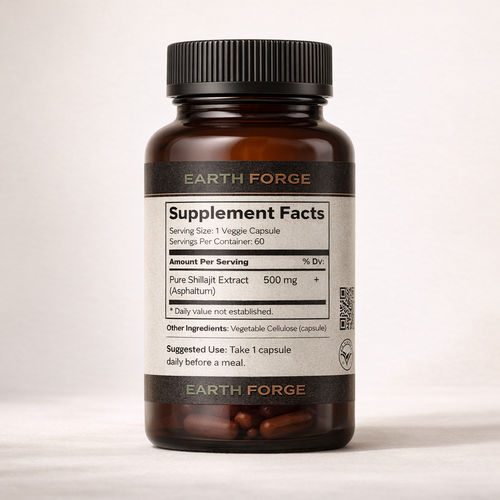 Shilajit capsules bottle lable